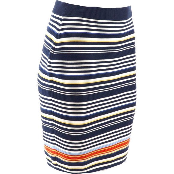 NWT LANDS' END FINE GAUGE OTTMAN STRIPED SKIRT SEEP SEA PXXS - Picture 8 of 13